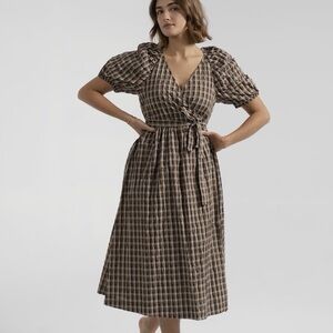 Baum und Pferdgarten Adalaine Puff Sleeve Plaid Wrap Dress
